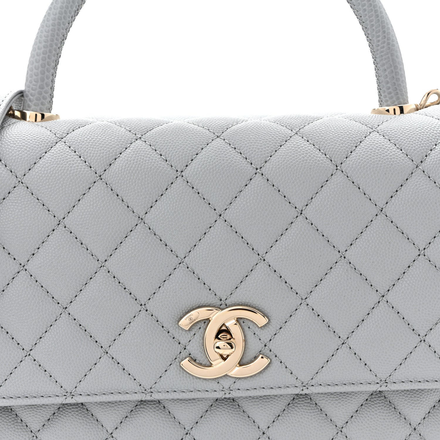 Chanel Caviar Lizard Embossed Quilted Small Coco Handle Flap Light Grey 8 of 10