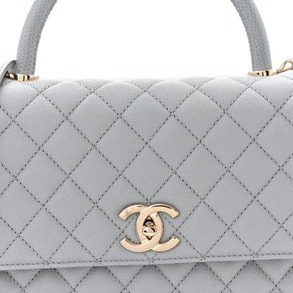 Chanel Caviar Lizard Embossed Quilted Small Coco Handle Flap Light Grey 8 of 10