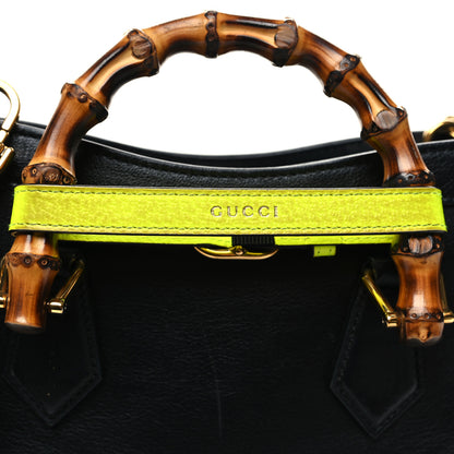 Gucci Calfskin Small Diana Tote Bag Black Yellow Fluo 11 of 14