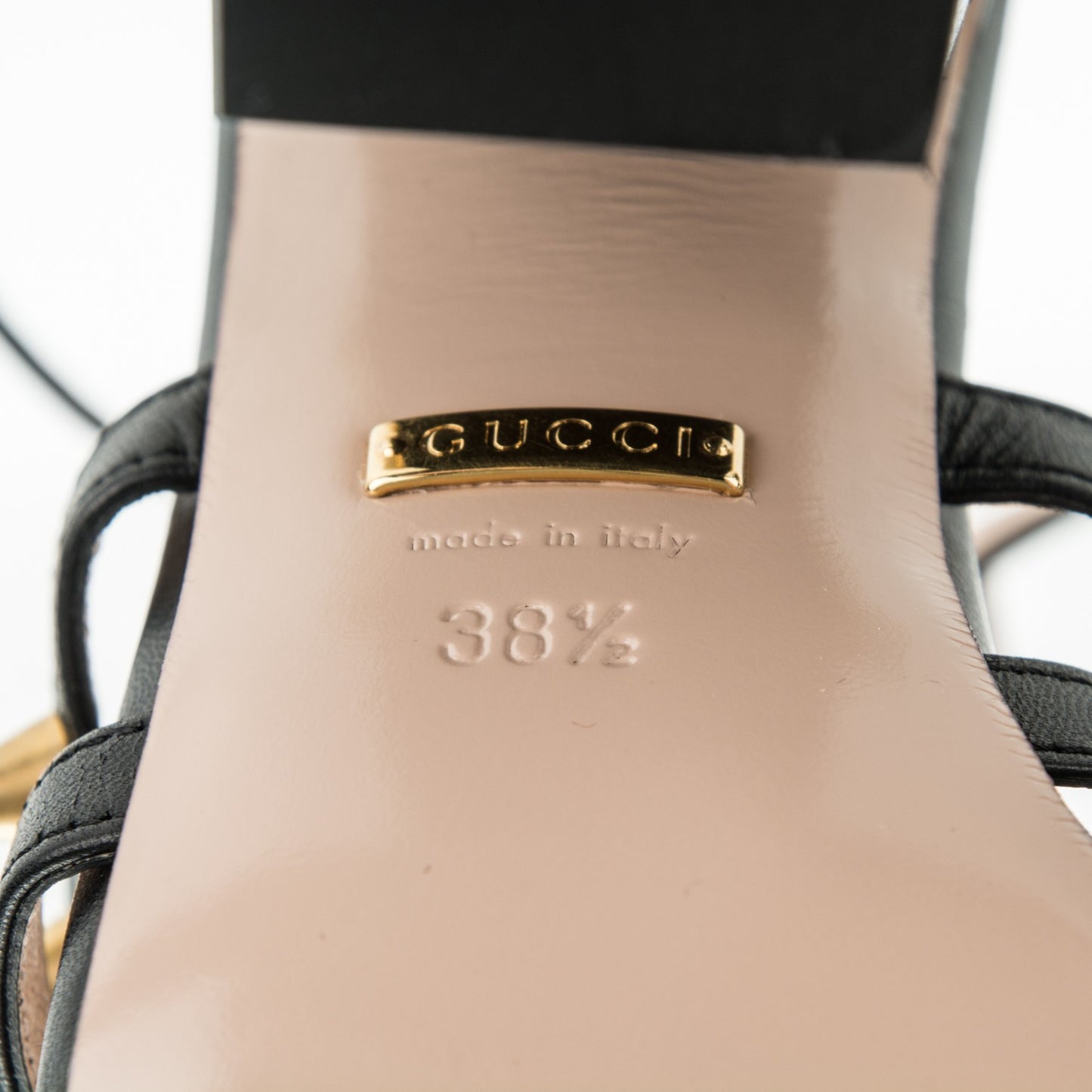 Kid Leather Studded Kendall Sandals 38.5 Black Gold