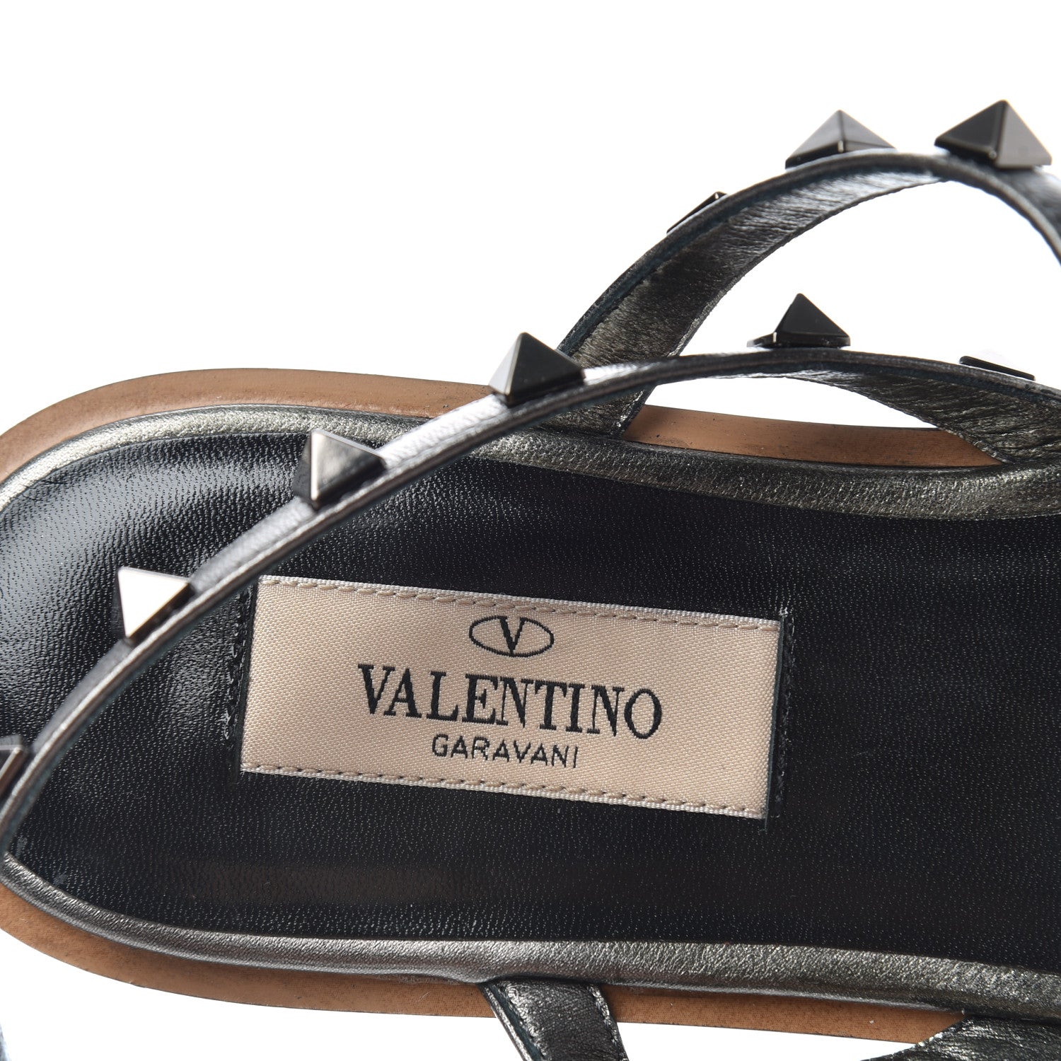 Valentino Garavani Metallic Nappa Rockstud T-Strap Slingback Flat Sandals 37.5 Rutenio 8 of 10