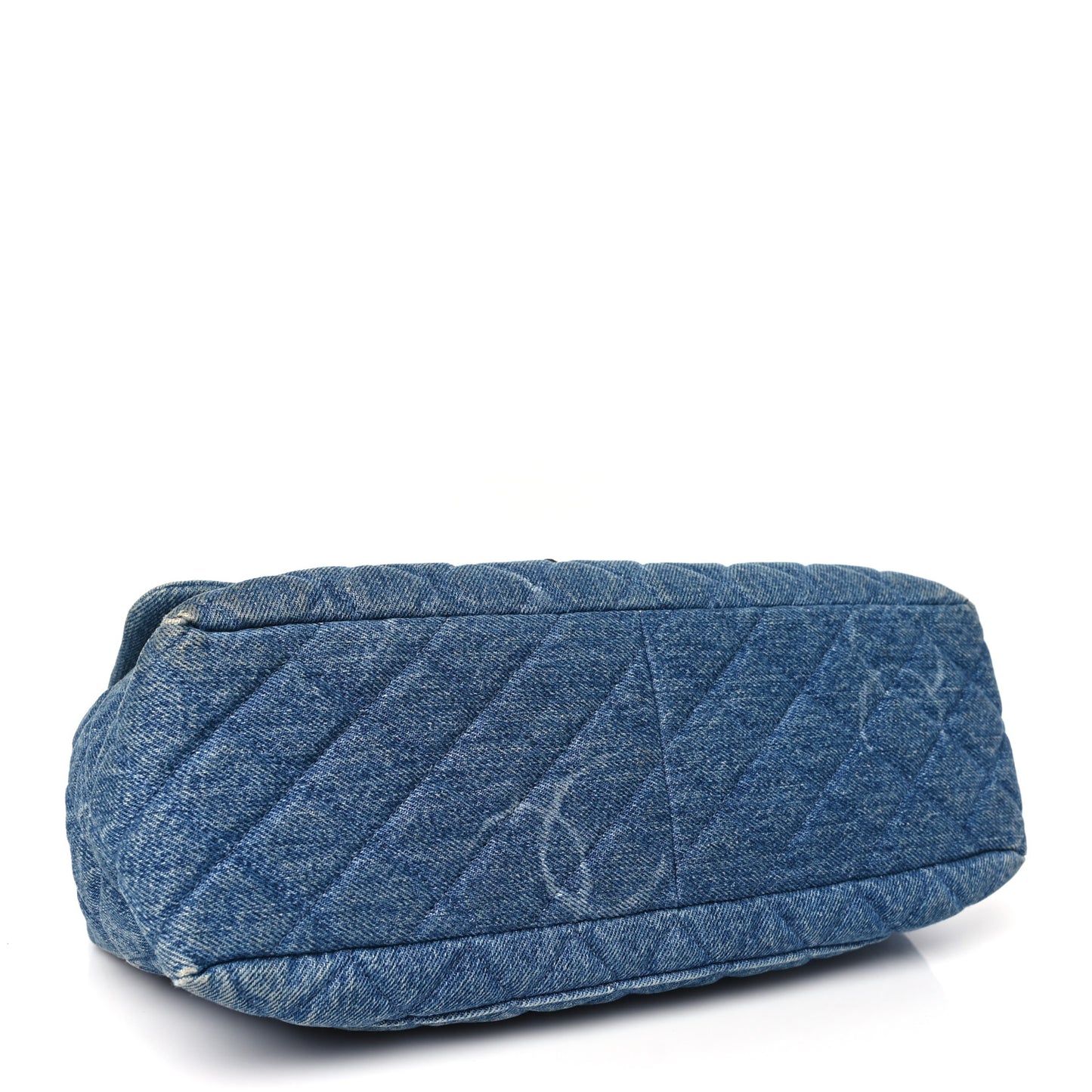 Denim Quilted CC Print Jumbo Single Flap Blue