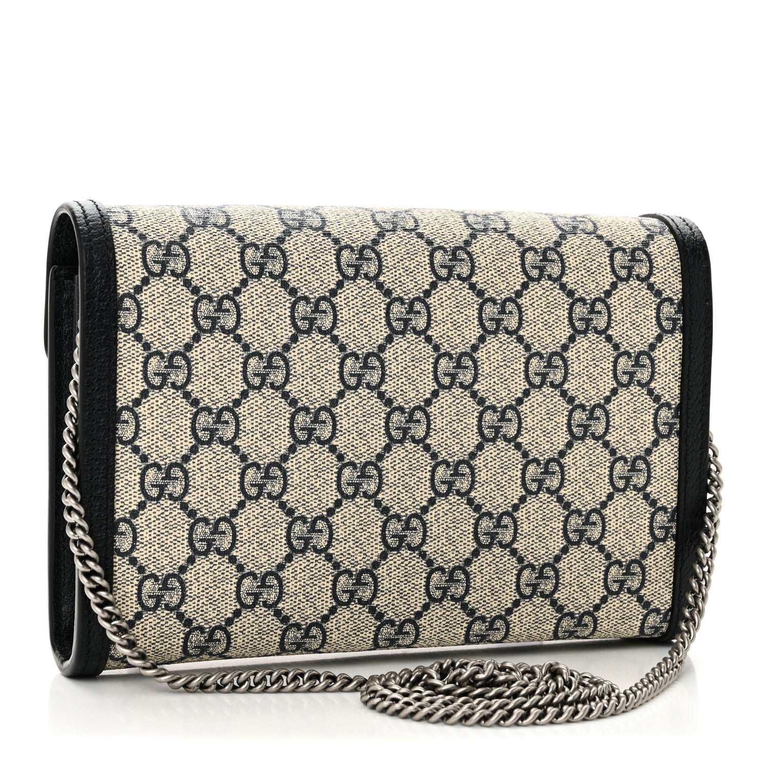 Gucci GG Supreme Monogram Textured Dollar Calfskin Mini Dionysus Chain Wallet Beige Blue 3 of 10