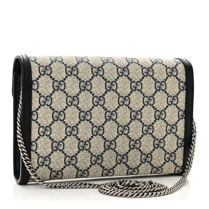 Gucci GG Supreme Monogram Textured Dollar Calfskin Mini Dionysus Chain Wallet Beige Blue 3 of 10