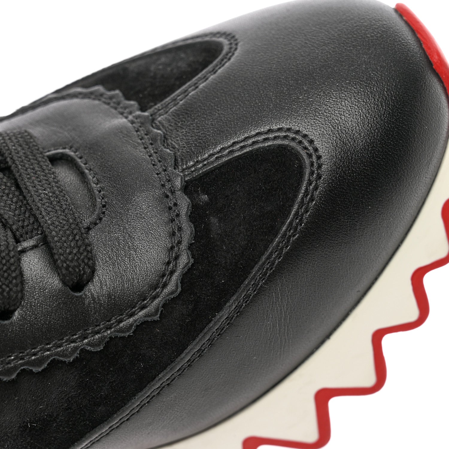 Christian Louboutin Calfskin Suede Patent Womens Loubishark Sneakers 37 Black Loubi Red 11 of 21