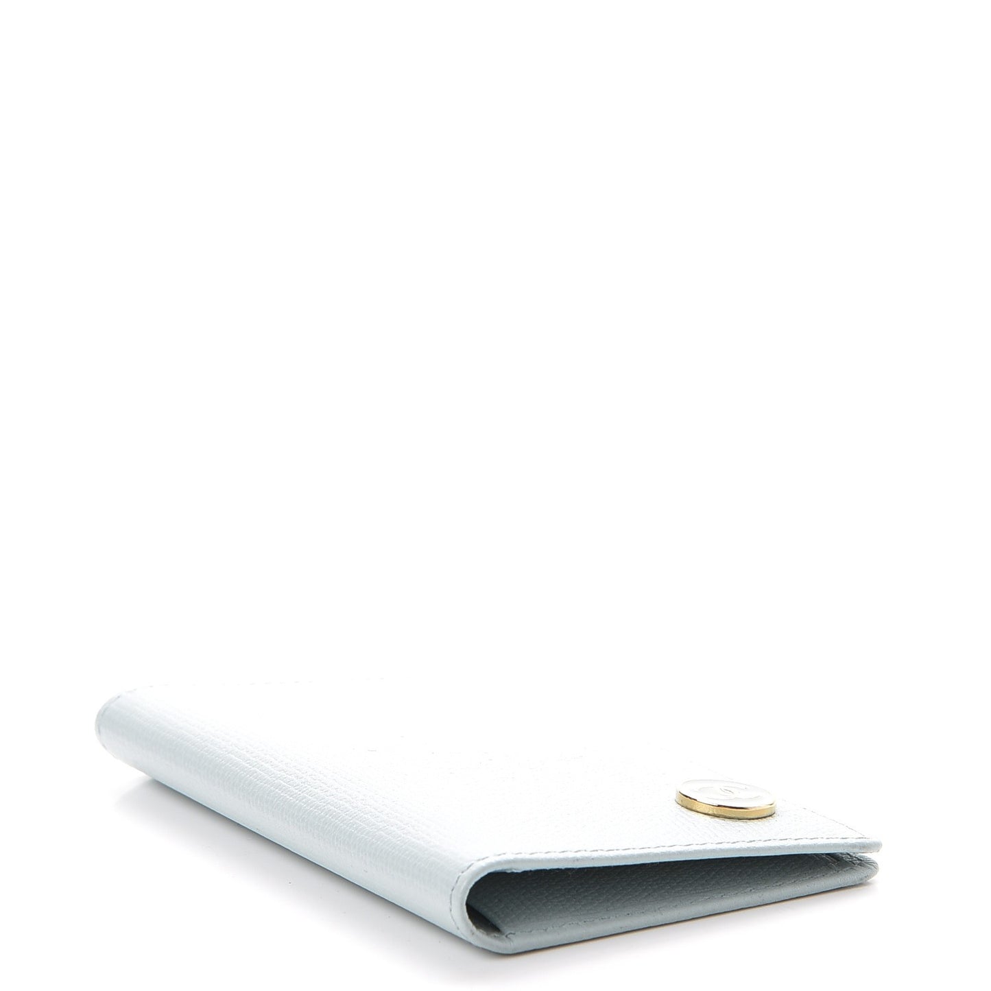 Grained Calfskin Small CC Button Pocket Agenda Cover Light Blue
