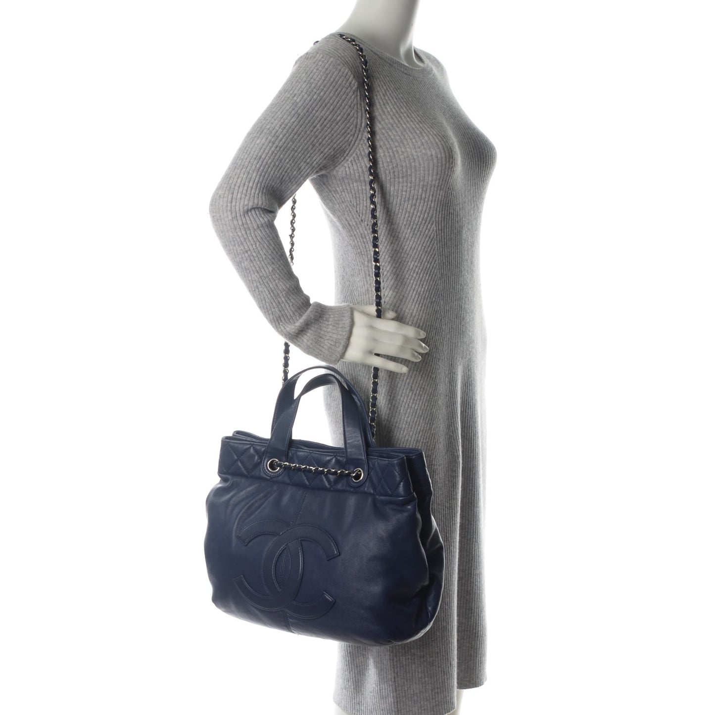 Lambskin Large Trianon Tote Blue