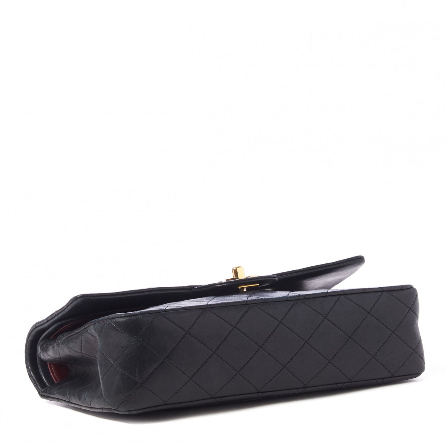 Lambskin Quilted Medium Double Flap Black
