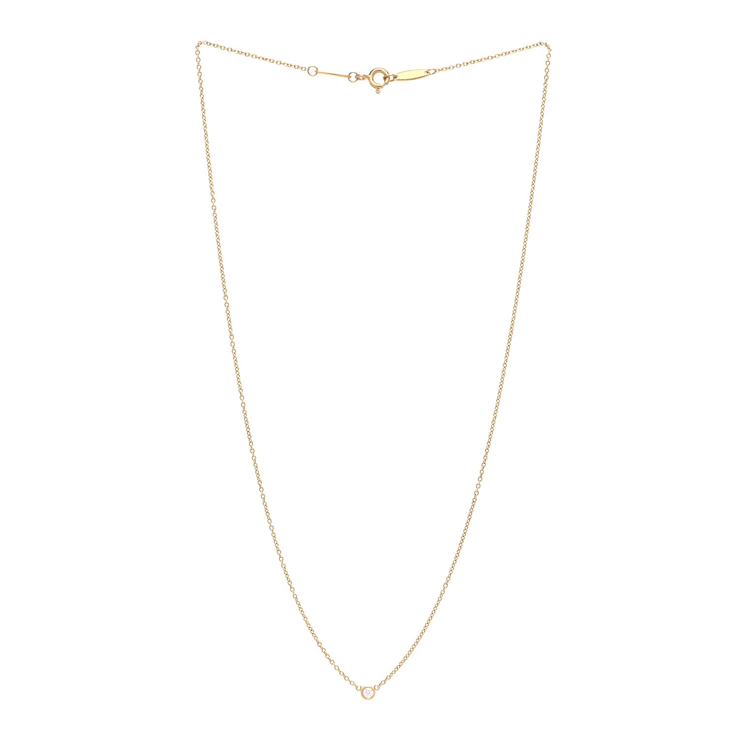 Tiffany 18K Yellow Gold Diamond .05ct Elsa Peretti Diamonds by the Yard Pendant Necklace 3 of 5