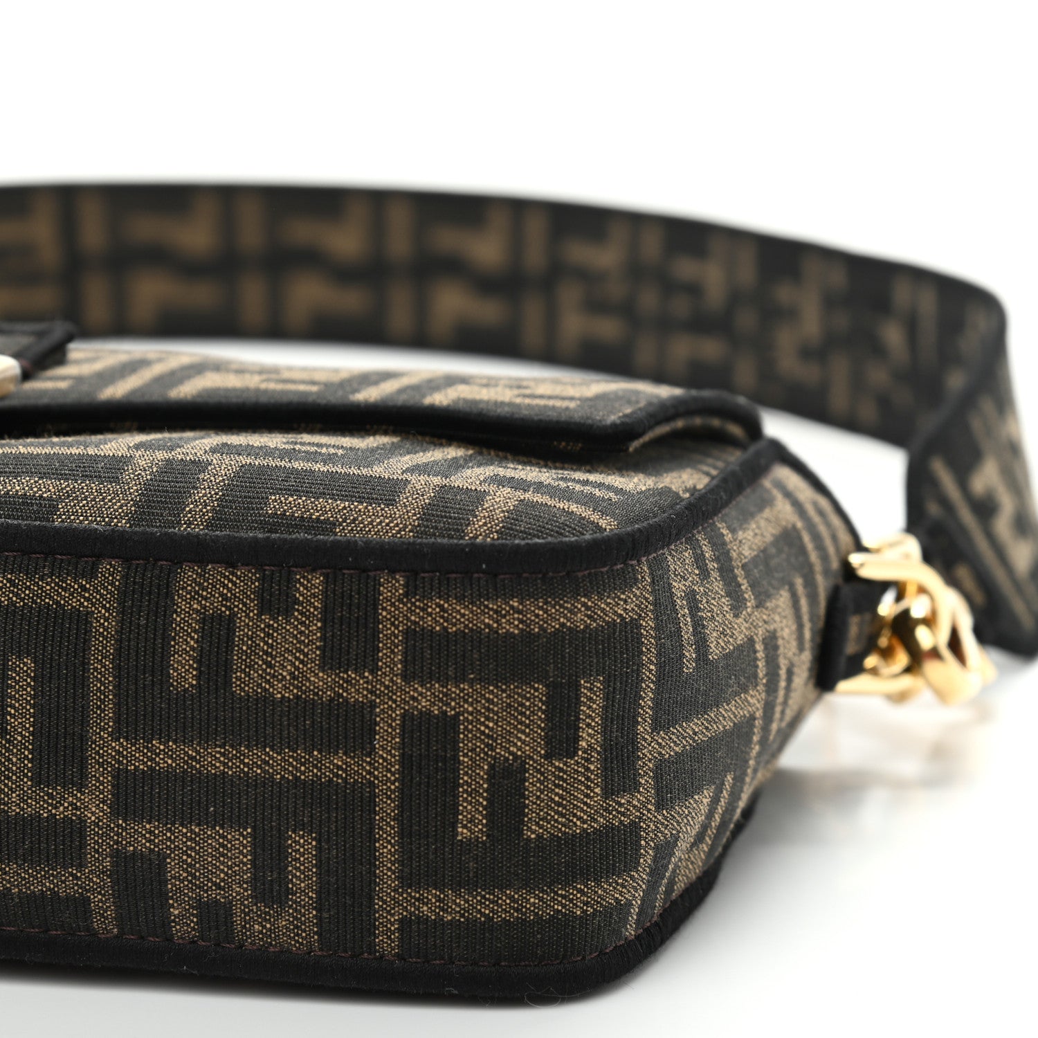 Fendi Fabric Jacquard FF 1974 Medium Baguette Tobacco Moro Black 10 of 10