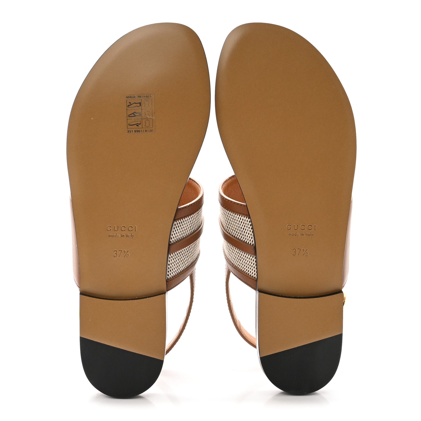 Calfskin Canvas Rice Horsebit Thong Sandals 37.5 Sundial Brown Natural