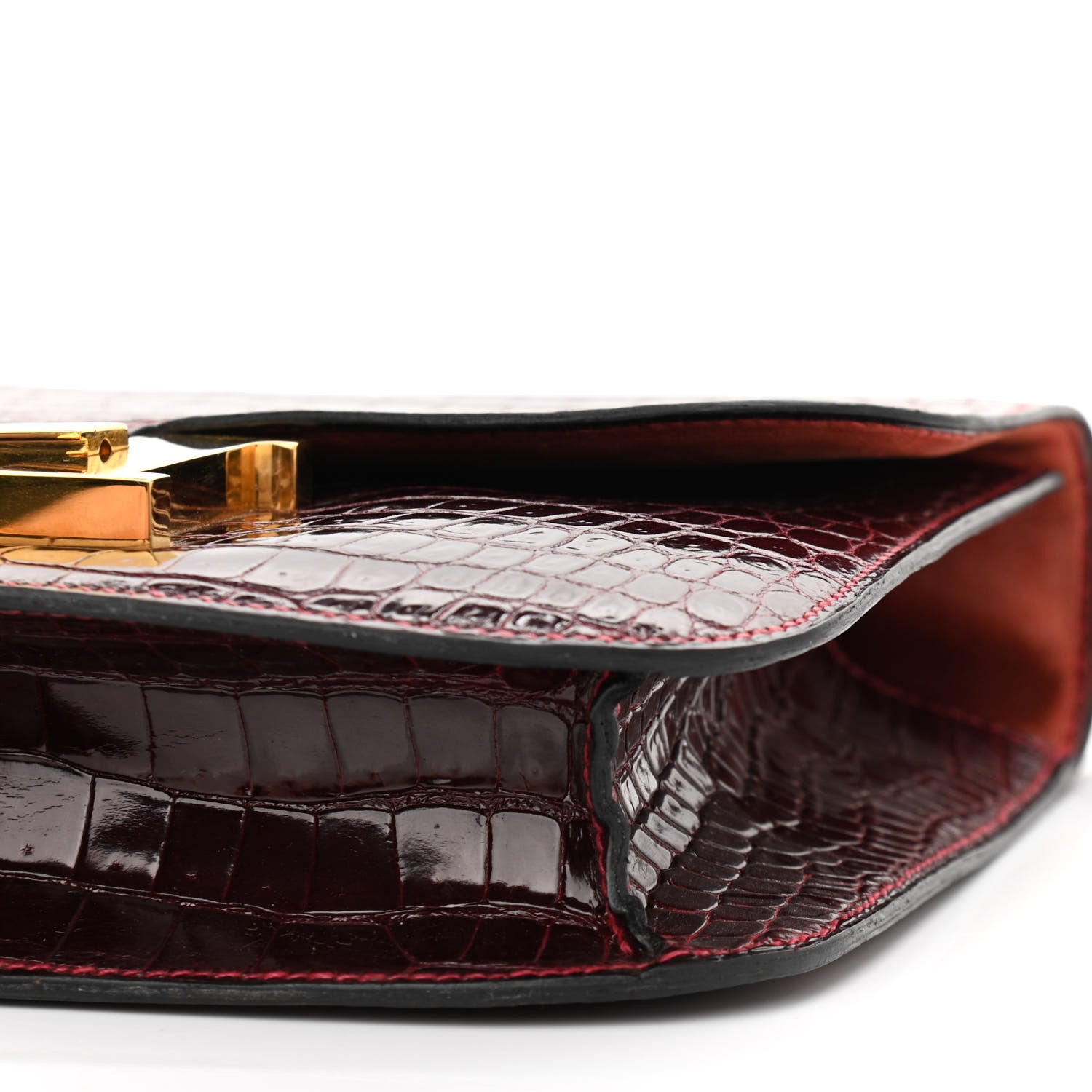 Hermes Shiny Porosus Crocodile Constance 23 Rouge H 10 of 17