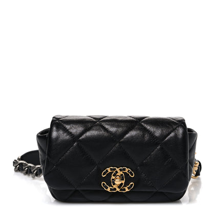 Chanel Goatskin Quilted Chanel 19 Waist Bag Black 1 of 10
