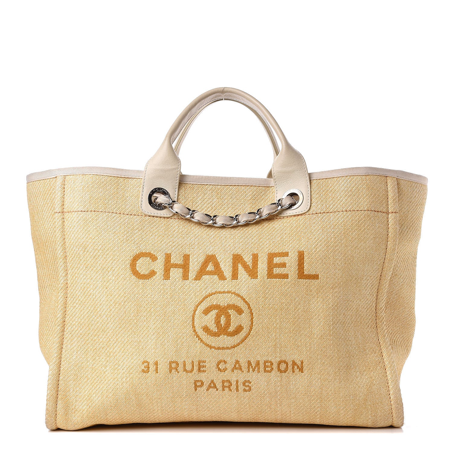 Chanel Woven Straw Raffia Medium Deauville Tote Beige 1 of 13