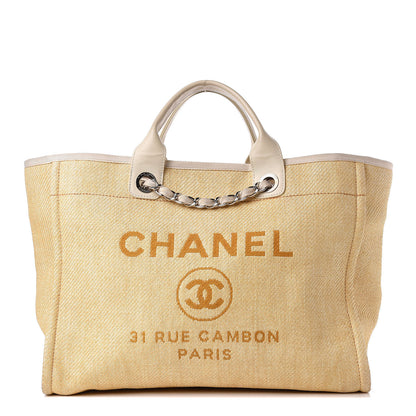 Chanel Woven Straw Raffia Medium Deauville Tote Beige 1 of 13