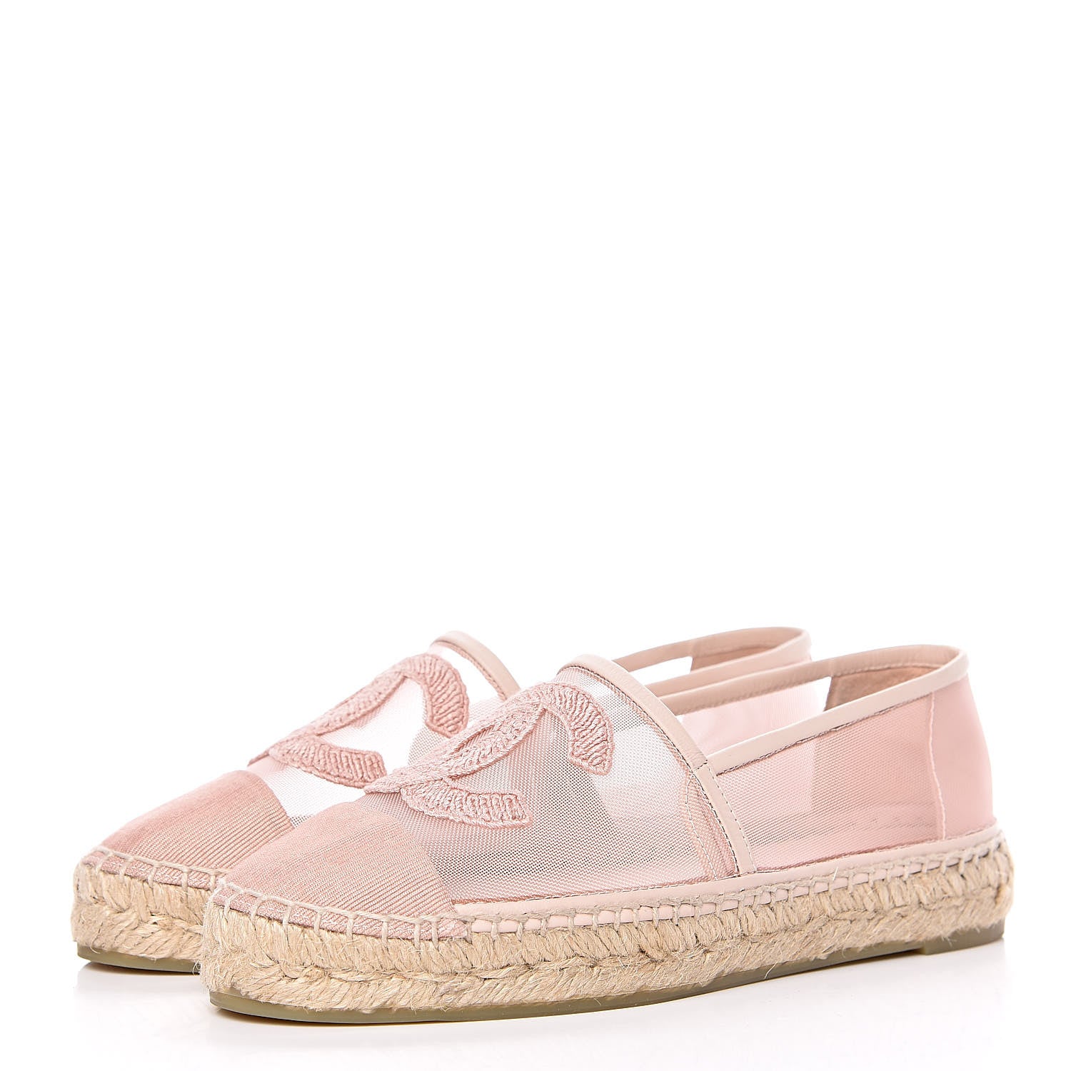 Chanel Mesh Grosgrain CC Espadrilles 35 Pink 3 of 9