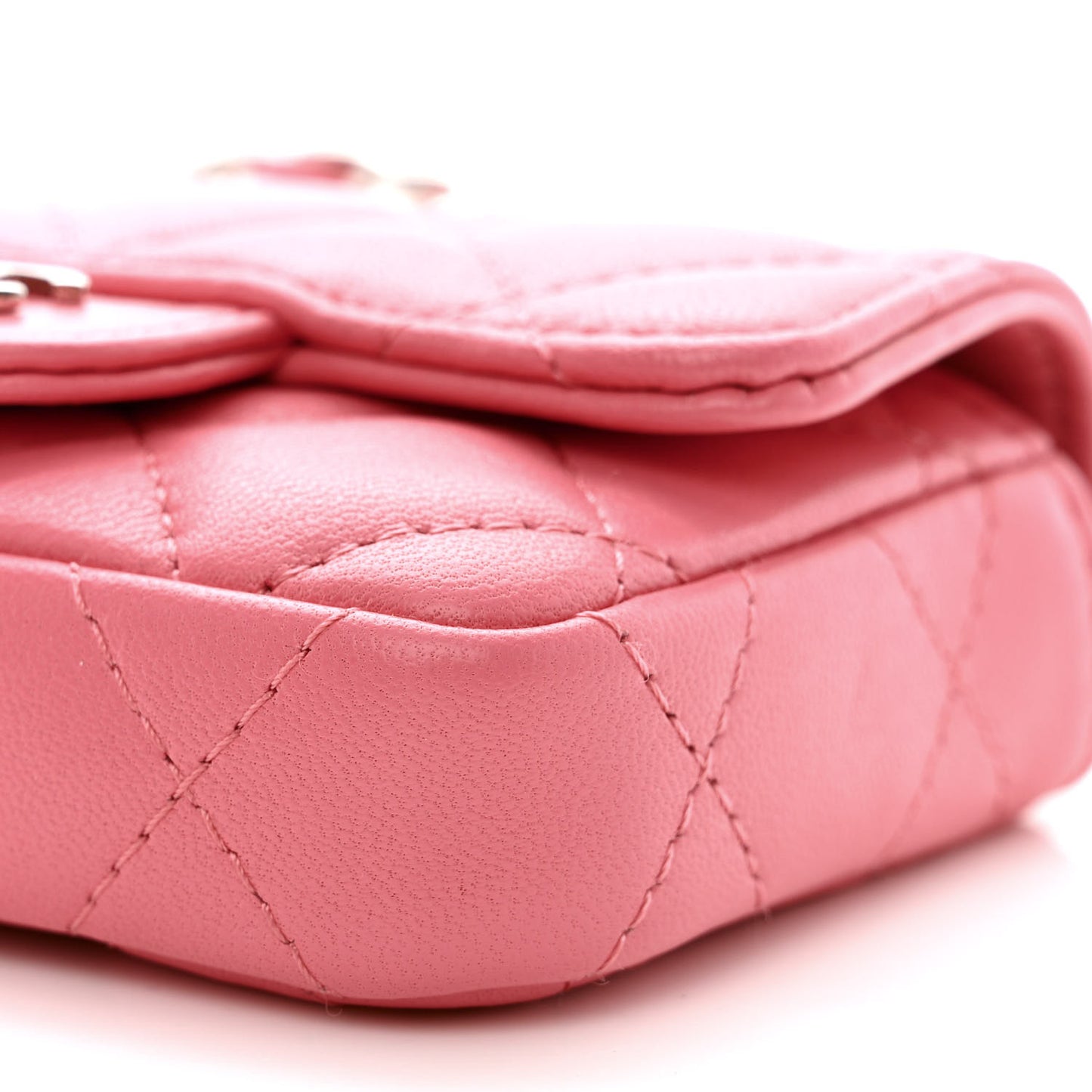 Lambskin Quilted Mini Chain Belt Bag Pink