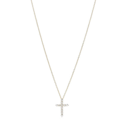 Tiffany 18K Yellow Gold Diamond Small Cross Pendant Necklace 1 of 6