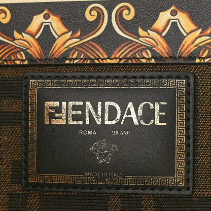 Fendi X VERSACE Calfskin Plexiglass Fendace FF Baroque Print Medium Fendi Sunshine Shopper Tote Black Gold 6 of 8