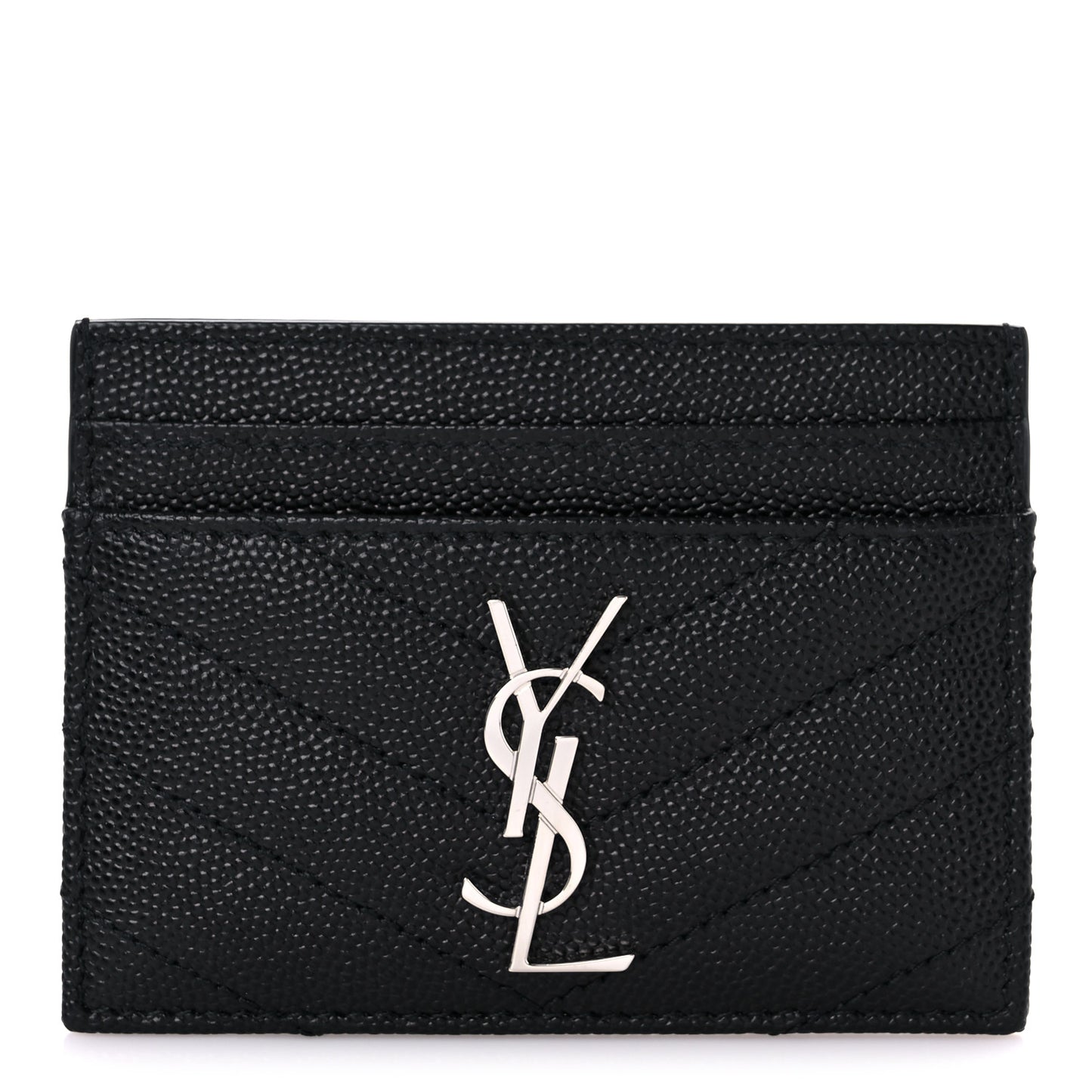 Grain De Poudre Matelasse Chevron Monogram Credit Card Case Black