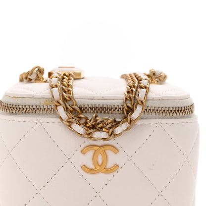 Chanel Lambskin Quilted Mini Vanity Case With Chain White 7 of 10