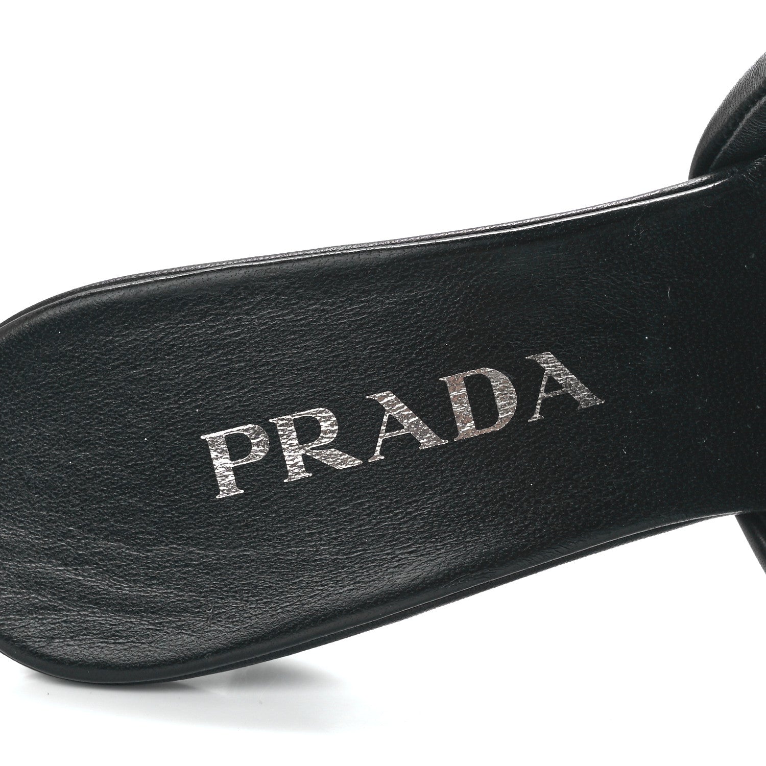 Prada Nappa Soft Padded Metal Triangle Logo 65mm Slide Sandals 37 Black 7 of 9