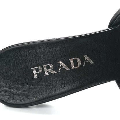Prada Nappa Soft Padded Metal Triangle Logo 65mm Slide Sandals 37 Black 7 of 9