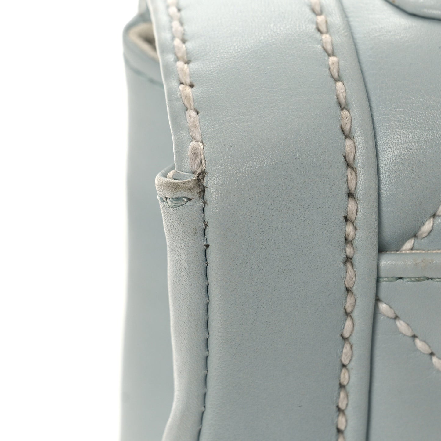 Calfskin Quilted Wild Stitch Flap Light Blue