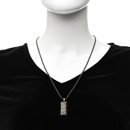 David Yurman 18K Yellow Gold Stainless Steel Forged Carbon Ingot Amulet Pendant Necklace 2 of 5