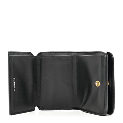 Balenciaga Shiny Calfskin Crocodile Embossed Mini BB Card Case Wallet Black 5 of 8