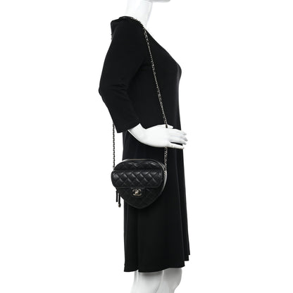 Chanel Lambskin Quilted CC In Love Heart Bag Black 2 of 11
