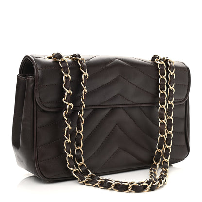 Chanel Lambskin Chevron Quilted Medium Single Flap Bag Dark Brown 2 of 10