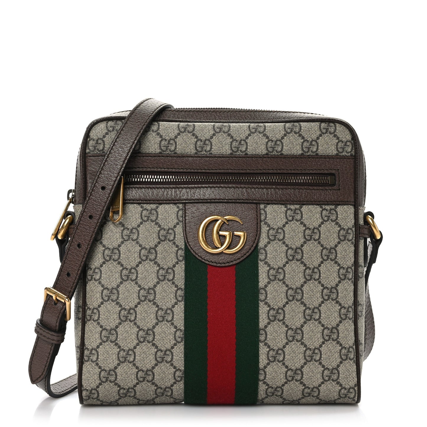 GG Supreme Monogram Web Small Ophidia Messenger Bag Brown