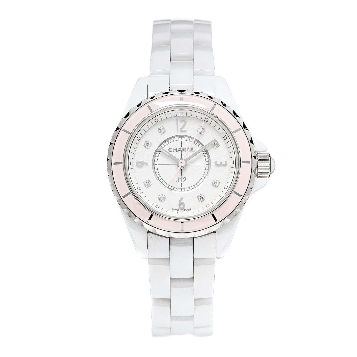 Stainless Steel Ceramic Diamond 29mm J12 Quartz Watch Pink