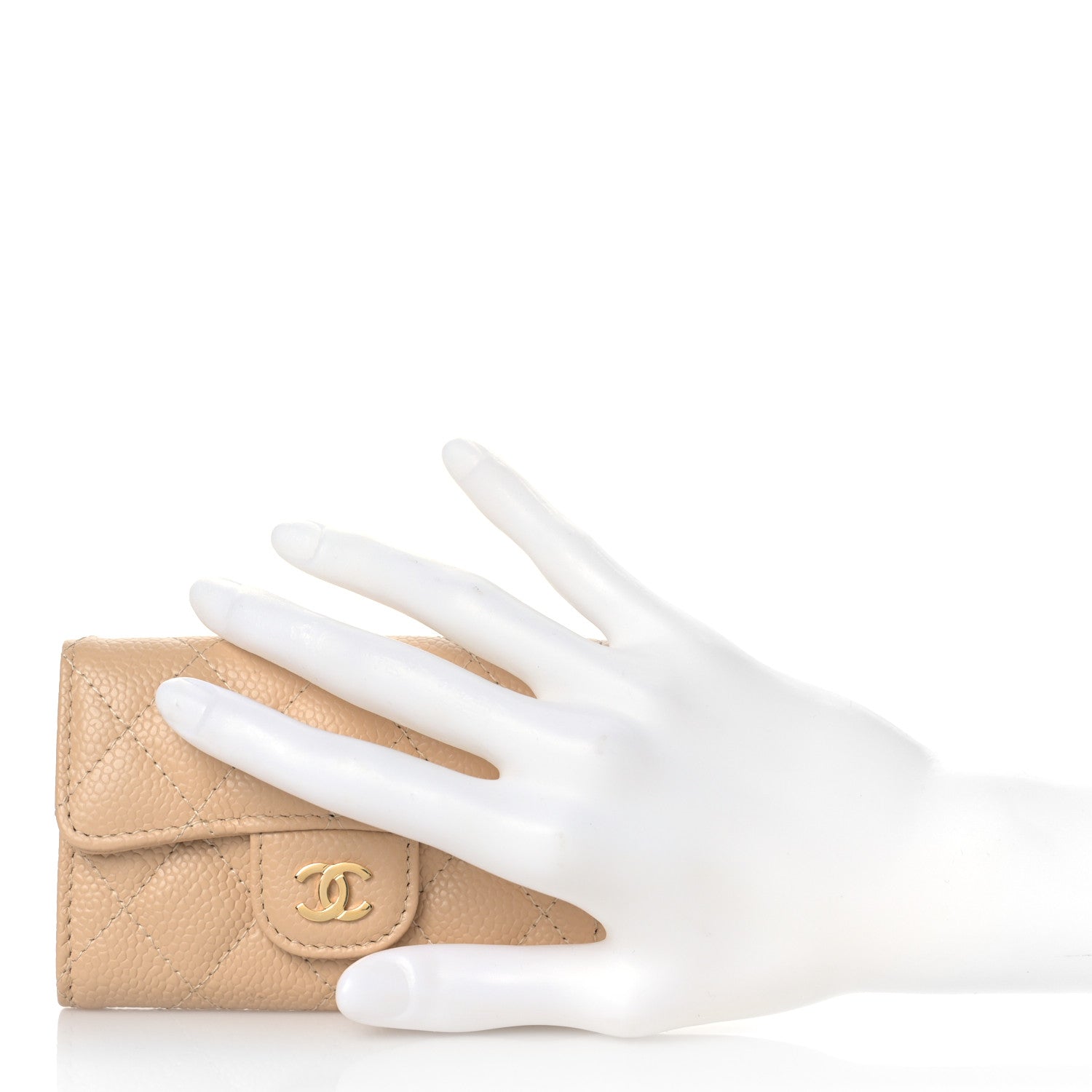 Chanel Caviar Quilted Flap Card Holder Wallet Beige 2 of 11