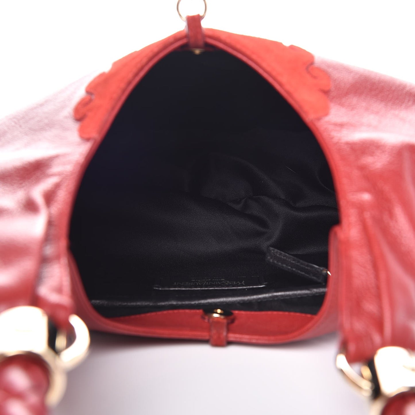 Goatskin Suede Rive Gauche Tassel Hobo Red