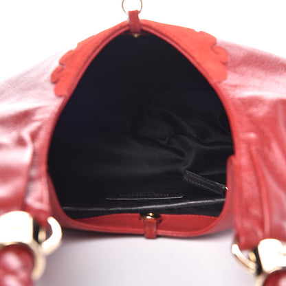 Saint Laurent Goatskin Suede Rive Gauche Tassel Hobo Red 5 of 10