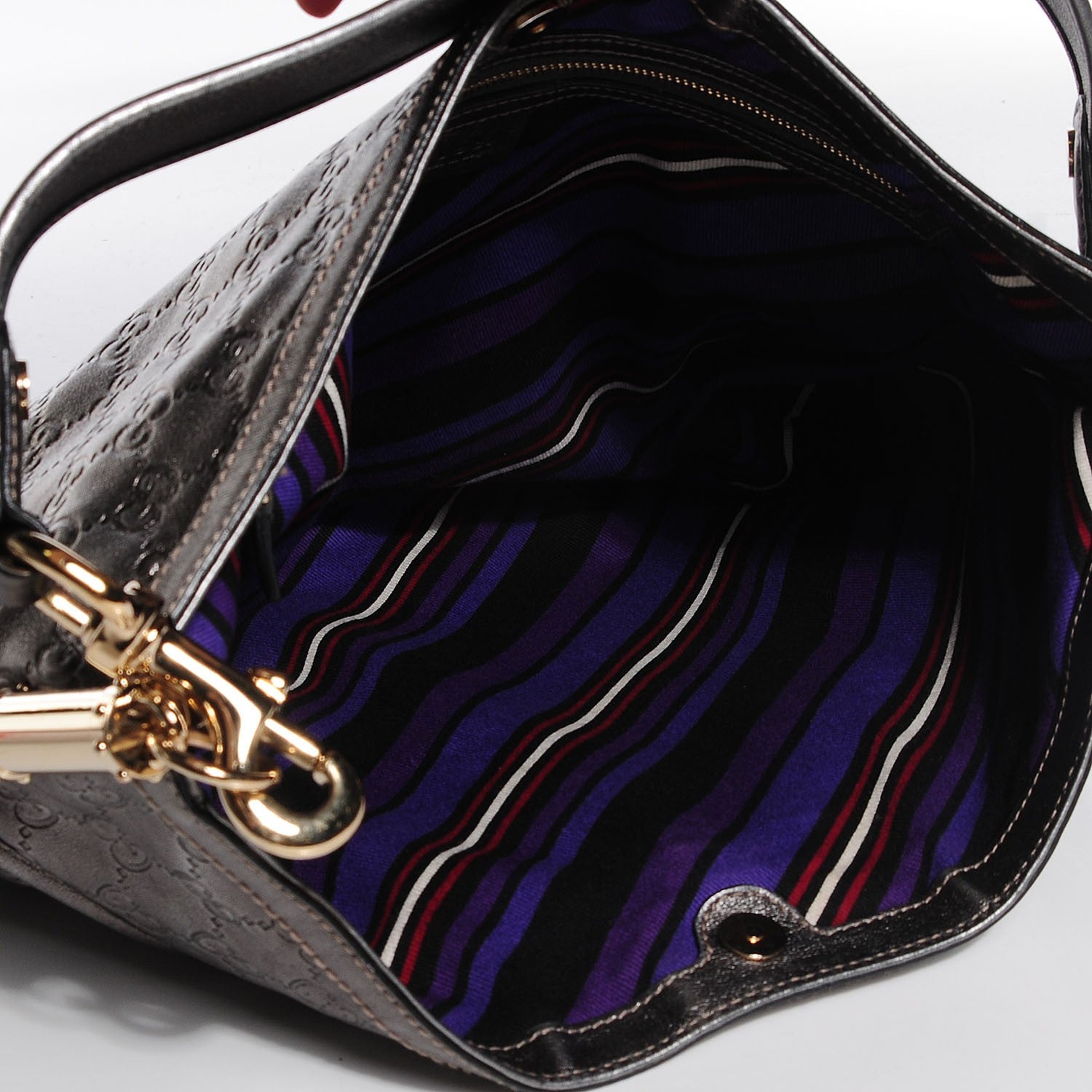 Gucci Guccissima Britt Medium Shoulder Bag Gunmetal 6 of 8