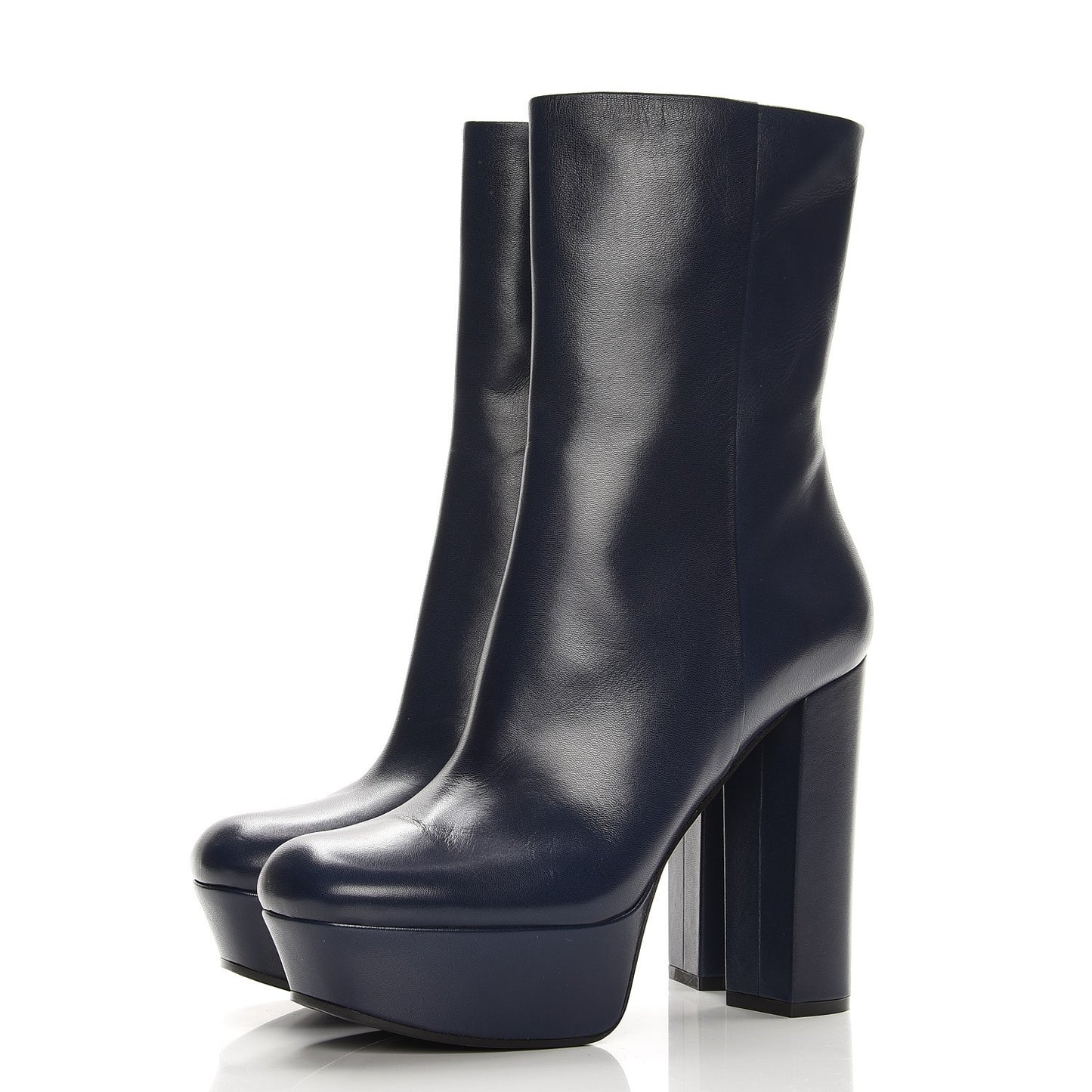 Kid Side Zip Platform Boots 40 Navy