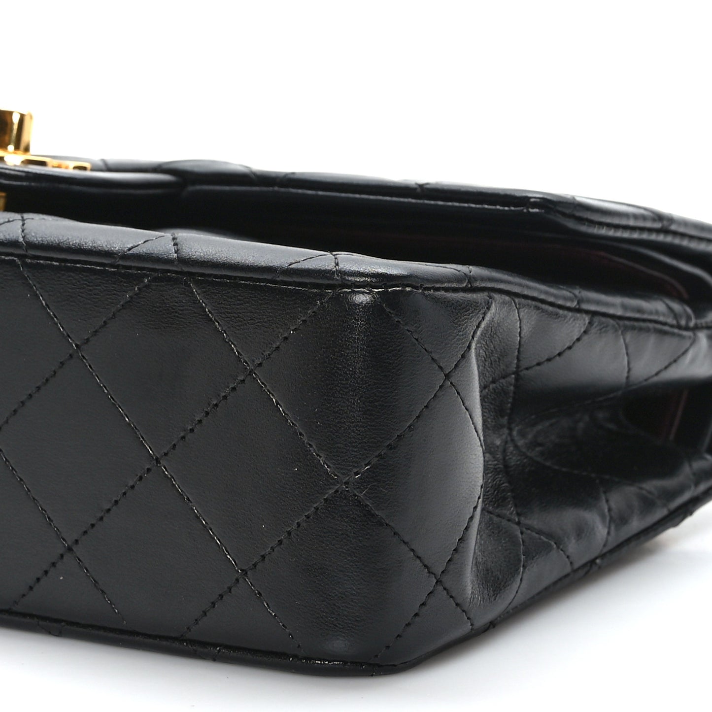 Lambskin Quilted Small Double Flap Black