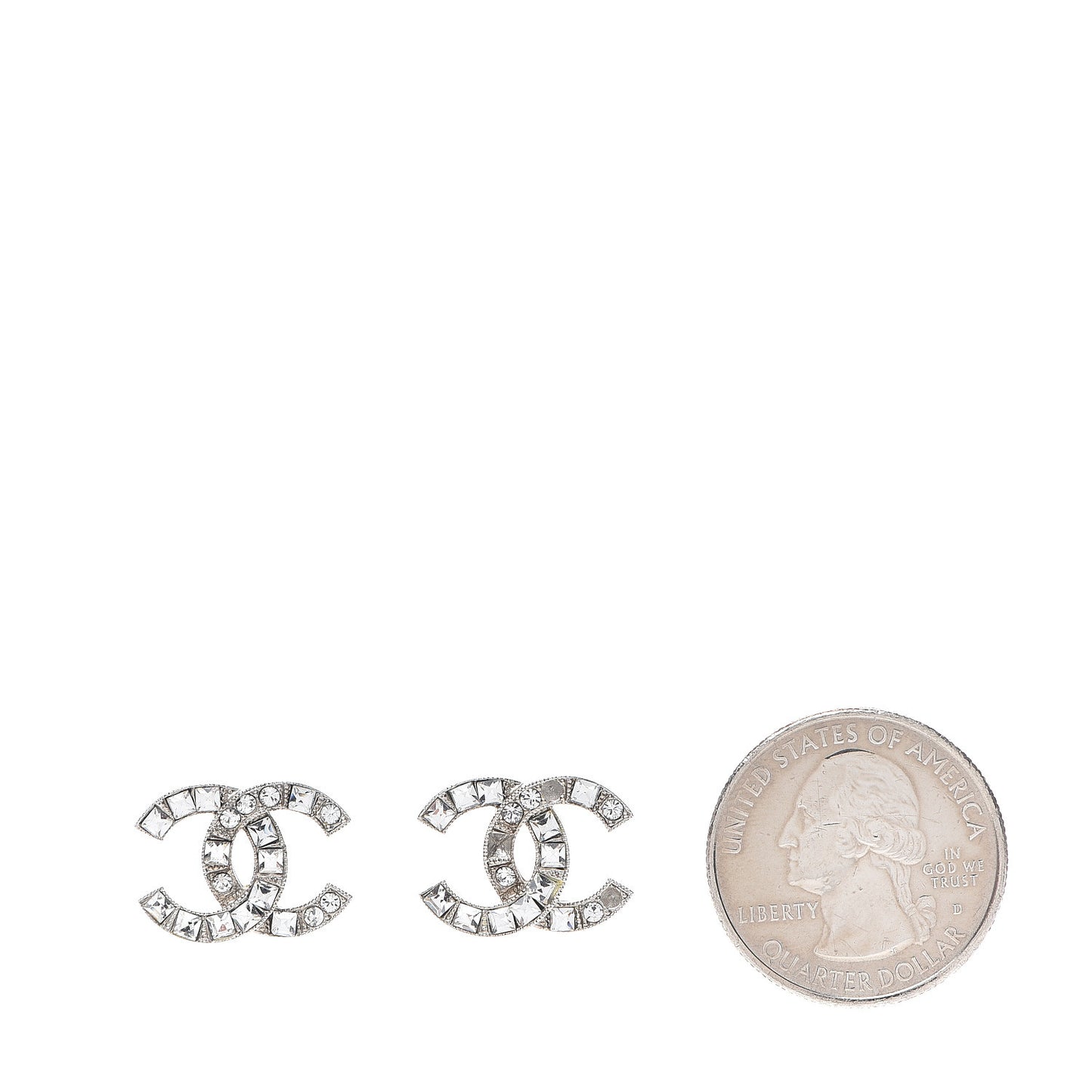 Baguette Crystal CC Earrings Silver