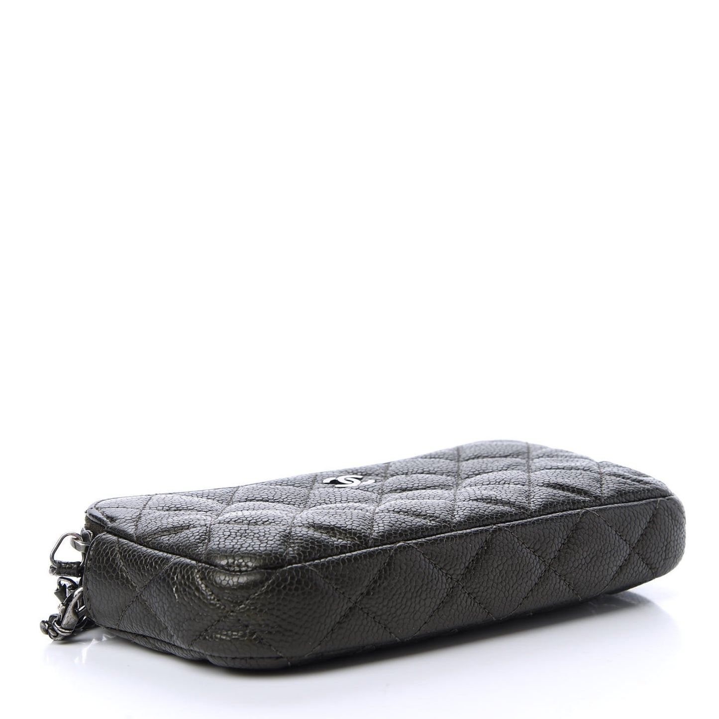 Caviar Quilted Small Clutch With Chain Dark Charcoal