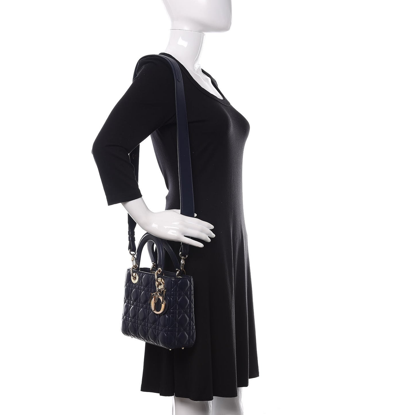 Lambskin Cannage Small Lucky Badges My Lady Dior Navy