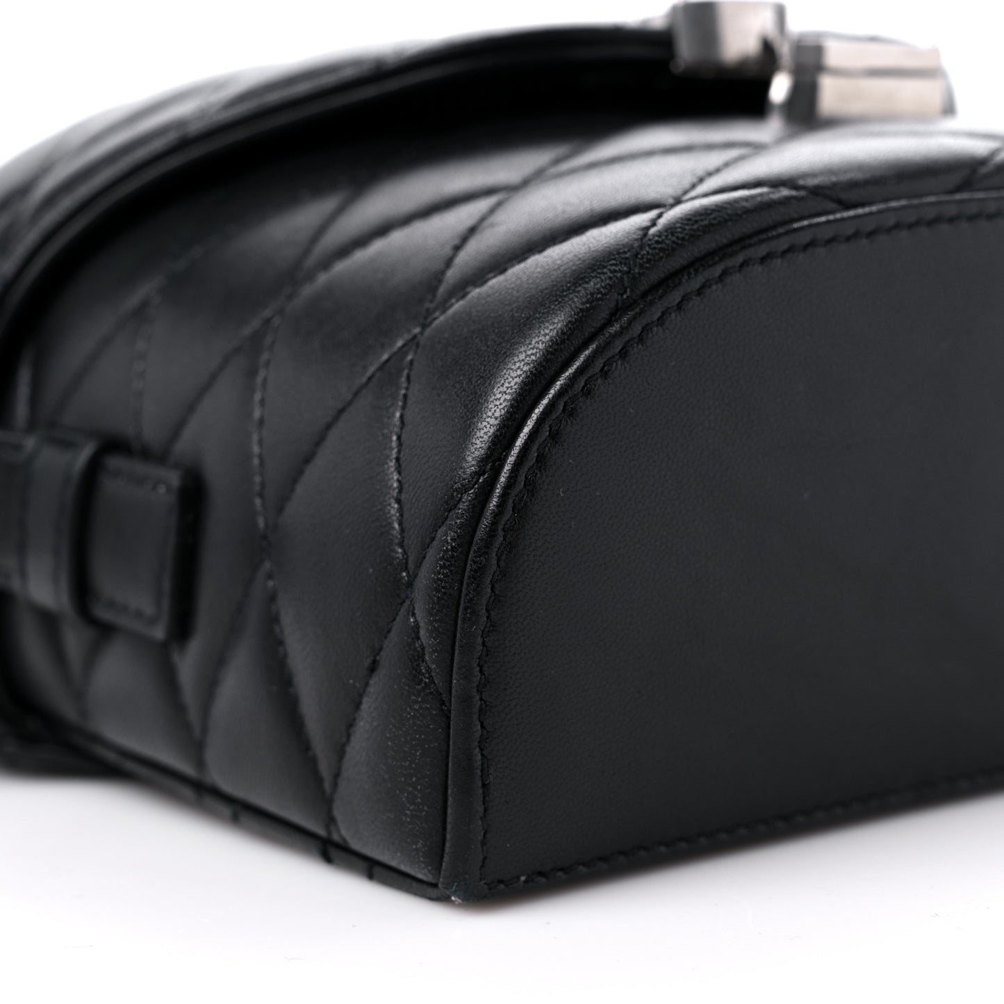 Lambskin Quilted Monogram June Box Bag Black