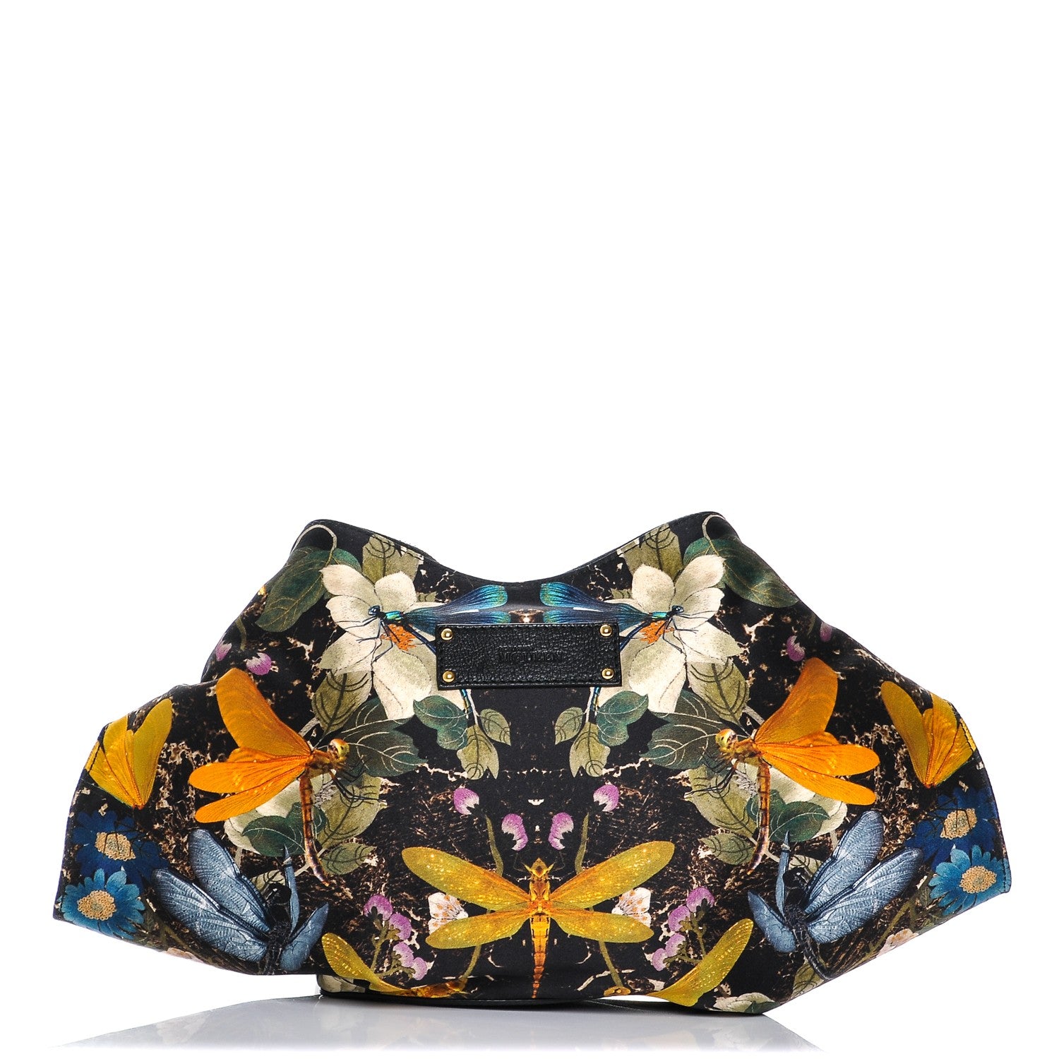 Alexander McQueen Silk Dragonfly Print De Manta Clutch Multicolor Black 1 of 7