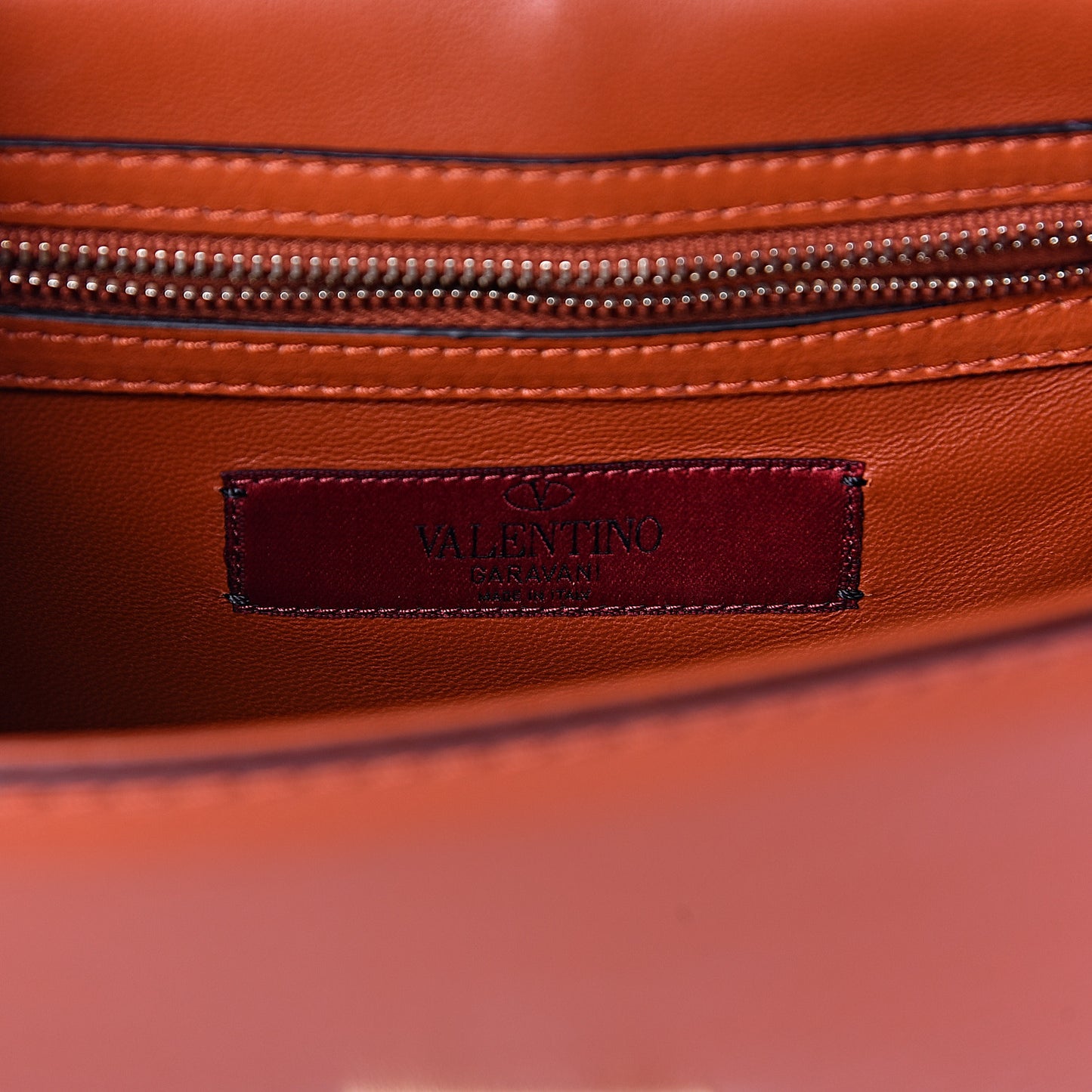 Vitello Crystal Embellished Small Glam Lock Rockstud Flap Orange