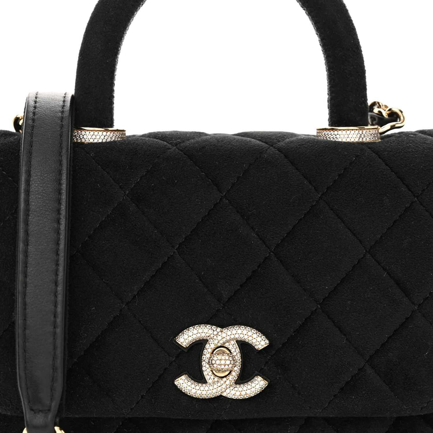 Chanel Velvet Crystal Quilted Extra Mini Coco Handle Flap Black 8 of 10