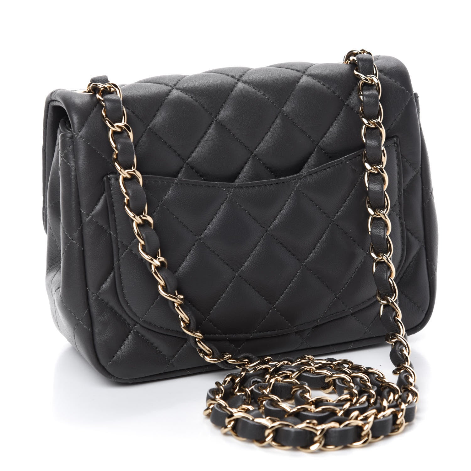 Chanel Lambskin Quilted Mini Square Flap Dark Grey 3 of 10