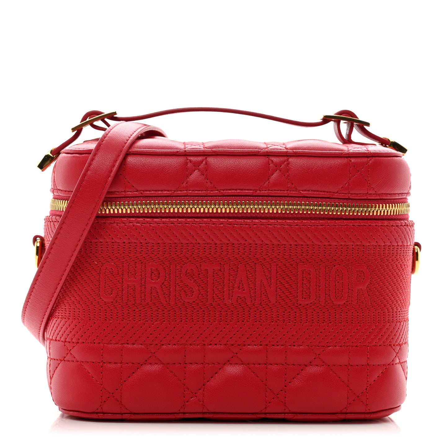 Lambskin Cannage Small Diortravel Vanity Case Red