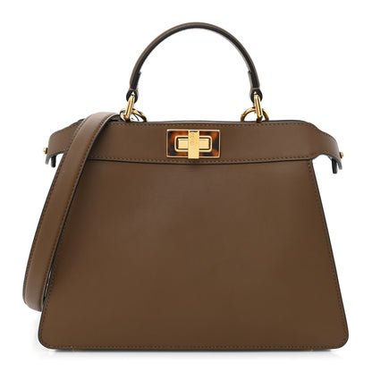 Fendi Vitello Seta Shiny Nappa Plexiglass Small Peekaboo I SEE U Satchel Foresta Sasso 1 of 9
